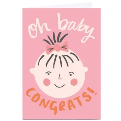 Card Factory Personalised Ashley Le Quere New Baby Card - Girl