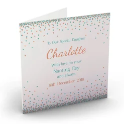 Sale Personalised Baby Card - Confetti Triangles, Orange New Baby|Christening