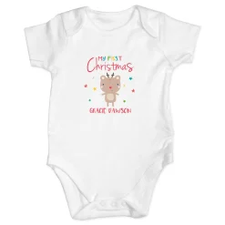 Kids Card Factory Personalised Baby Onesie - My First Christmas Reindeer