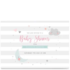 Card Factory Personalised Baby Shower Invitation - Cloud & Moon
