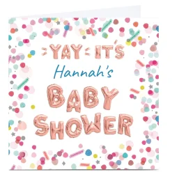 Sale Personalised Baby Shower Card - Rose Gold Balloons Premium Square|New Baby