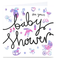 Card Factory Personalised Baby Shower Card - Watercolour Stencils