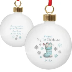 Card Factory Personalised Baby's 1st Christmas Ceramic Bauble