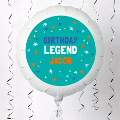 Kids Card Factory Personalised Balloon - Green Triangle Confetti, Any Message