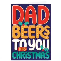 Online Personalised Bangheads Christmas Card - Dad Beers to You Funny|Christmas