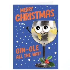 Online Personalised Bangheads Christmas Card - Gin-gle all the way Funny|Christmas