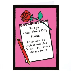 New Personalised Bangheads Valentine's Day Card - I'm Bad At Poetry, Any Name Funny