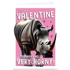 Card Factory Personalised Bangheads Valentine's Day Card - Cheeky Rhino