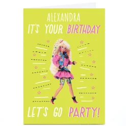 Kids Card Factory Personalised Barbie Birthday Card - Let's Go Party