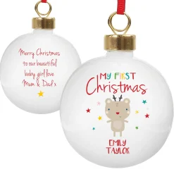 Card Factory Personalised Bauble - My First Christmas Reindeer