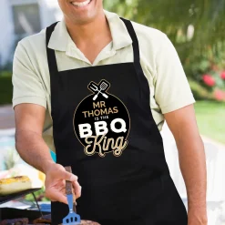 Card Factory Personalised BBQ King Black Apron