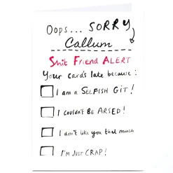 Best Personalised Belated Birthday Card - Oops, Sorry! For Everyone|Funny