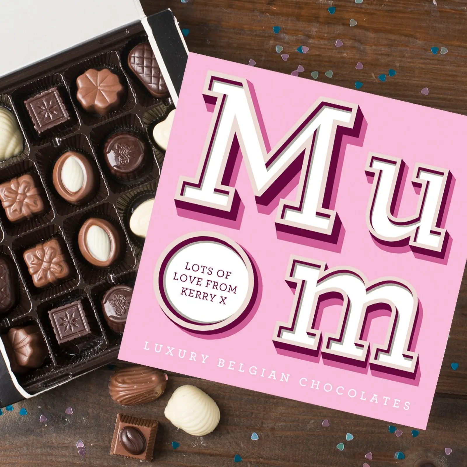 Sale Personalised Belgian Chocolates - Mum Pink & White Chocolate & Sweets|Christmas Gifts