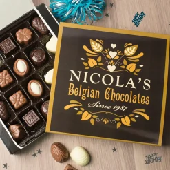 Discount Personalised Belgian Chocolates - Black & Gold Chocolate & Sweets|Christmas Gifts
