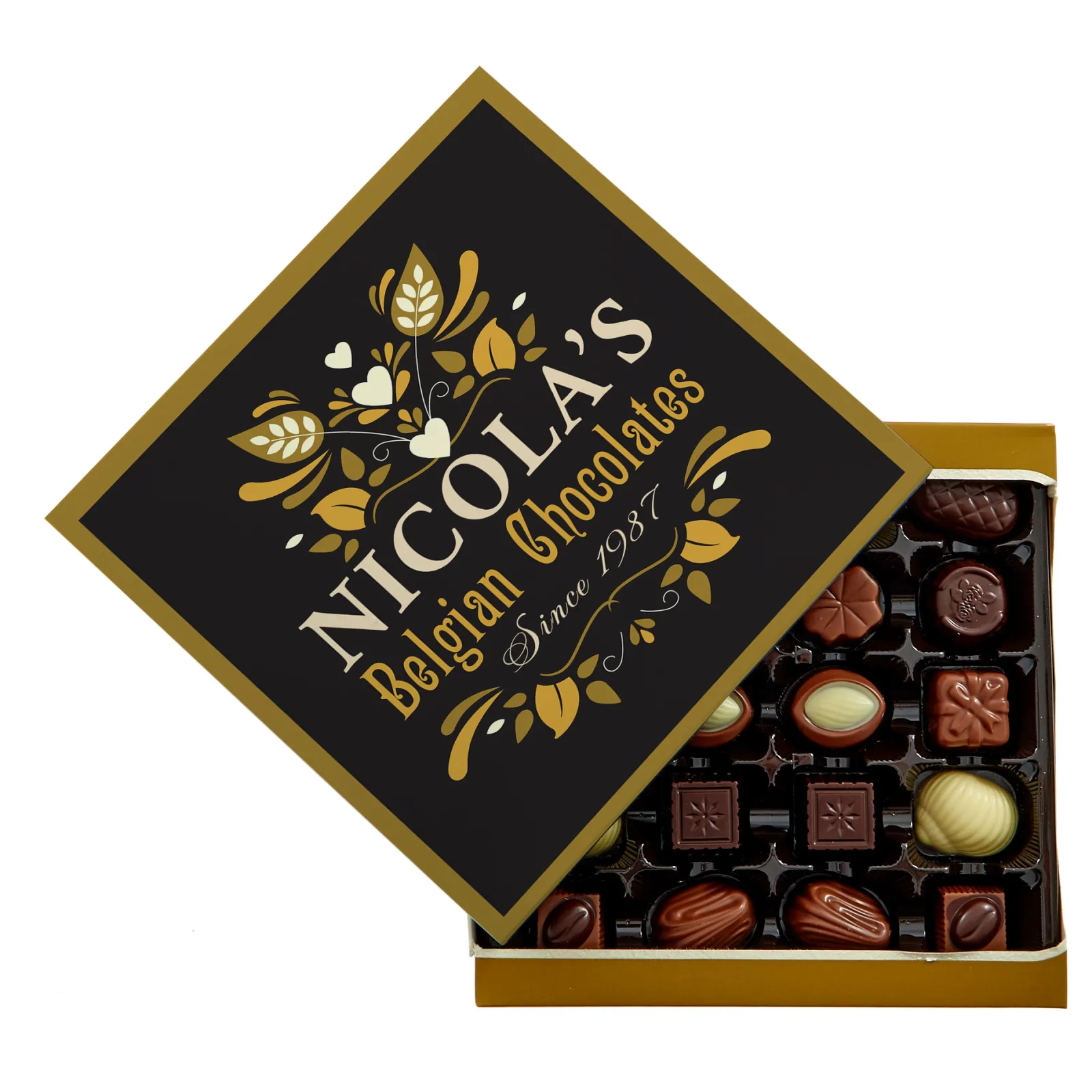 Discount Personalised Belgian Chocolates - Black & Gold Chocolate & Sweets|Christmas Gifts