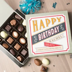 Card Factory Personalised Belgian Chocolates - Retro Happy Birthday