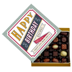 Card Factory Personalised Belgian Chocolates - Retro Happy Birthday