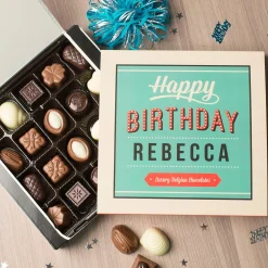 Card Factory Personalised Belgian Chocolates - Birthday In Lights