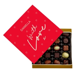 Discount Personalised Belgian Chocolates - Red Hearts With Love Chocolate & Sweets|Gifts For Him