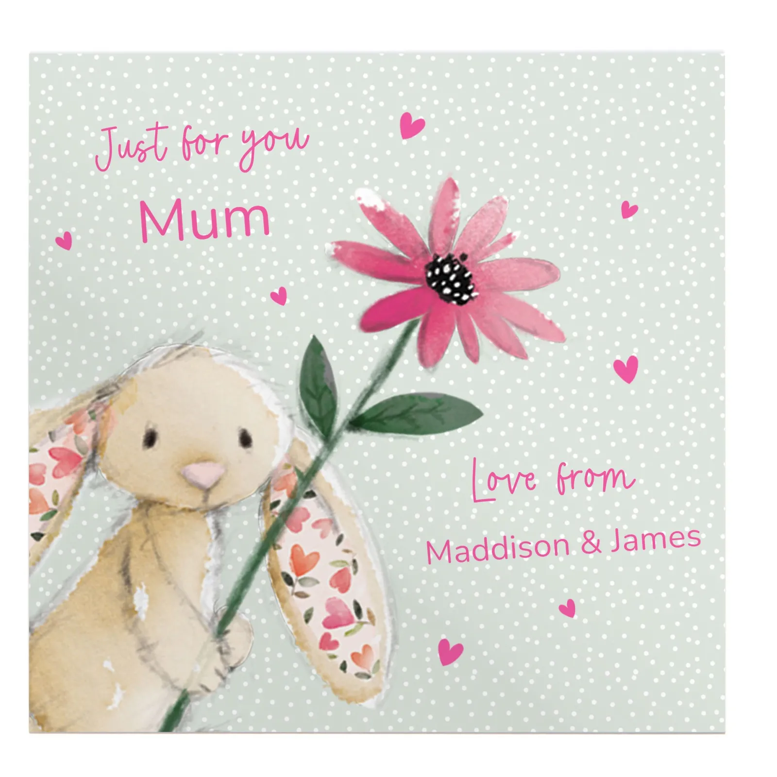 Card Factory Personalised Belgian Chocolates - Bunny With Flower