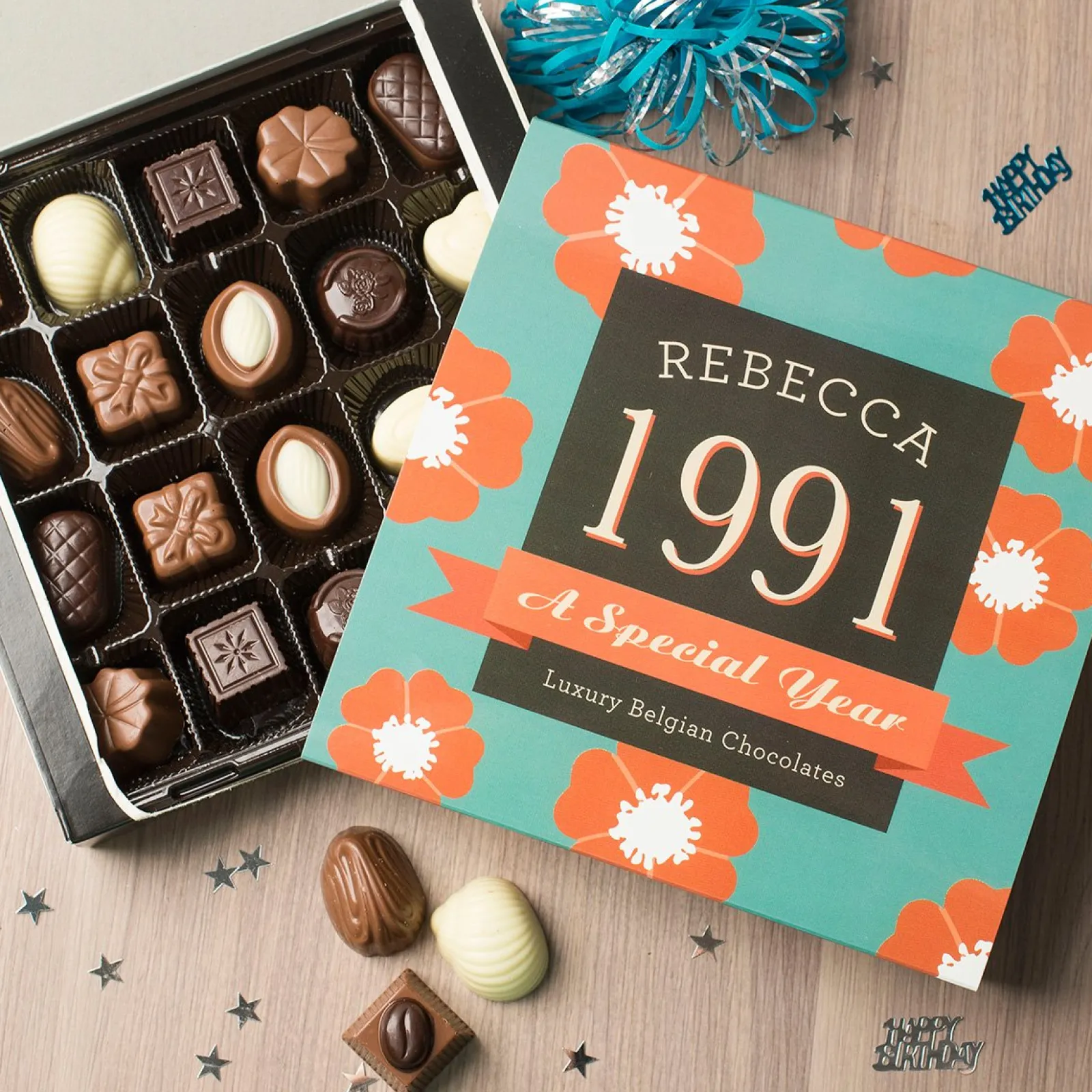 Card Factory Personalised Belgian Chocolates - Special Year Flower