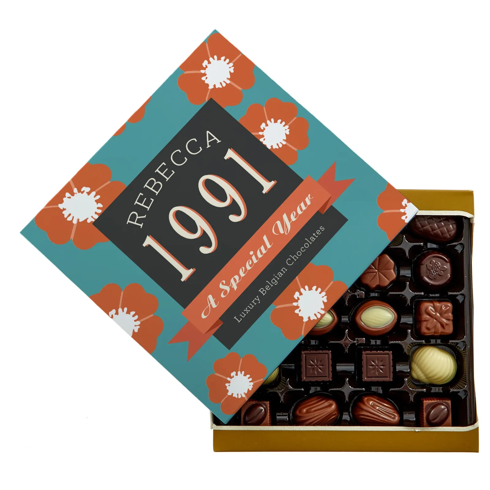 Card Factory Personalised Belgian Chocolates - Special Year Flower