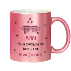Card Factory Personalised Best-Tea Pink Glitter Mug