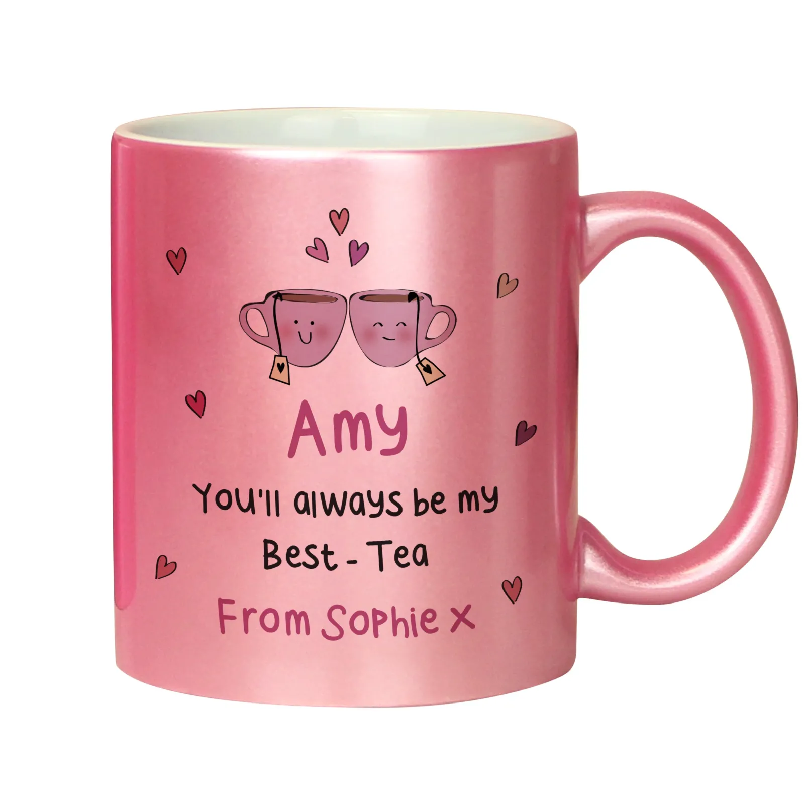 Card Factory Personalised Best-Tea Pink Glitter Mug