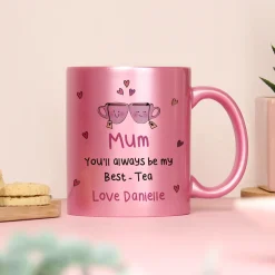 Card Factory Personalised Best-Tea Pink Glitter Mug
