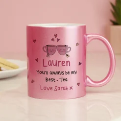 Card Factory Personalised Best-Tea Pink Glitter Mug