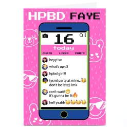 Best Personalised Bev Hopwood Birthday Card - Smartphone, Editable Age Kids For Friend|16Th Birthday