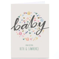 Card Factory Personalised Bev Hopwood New Baby Card - How Exciting Baby Confetti