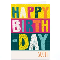 Personalised Bev Hopwood Birthday Card - Bright Text, Any Name For Everyone|Birthday