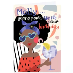 Card Factory Personalised Bev Hopwood Birthday Card - Gonna Party