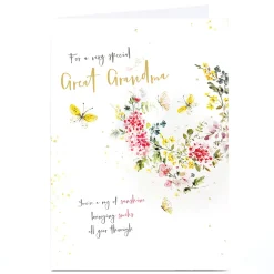 Clearance Personalised Birthday Card - Ray of Sunshine Foliage and Butterflies, Great Grandma Birthday|For Her