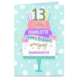 Online Personalised Birthday Card - Birthday Cake Grandaughter Age 13 Kids For Son|For Grandson