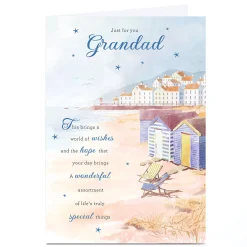 Card Factory Personalised Birthday Card - Seaside Houses, Grandad