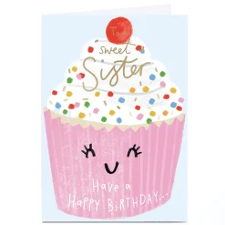 Kids Card Factory Personalised Birthday Card - Sweet Cupcake, Sister