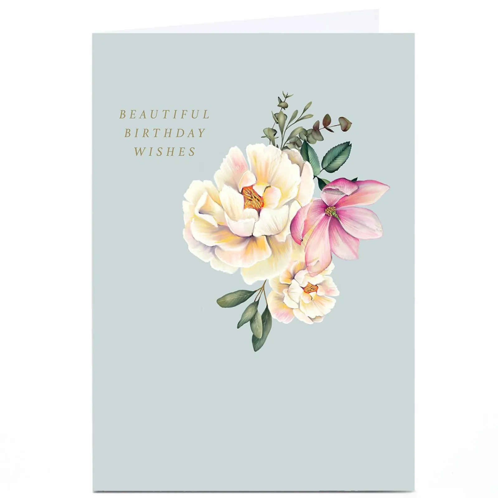 Best Personalised Birthday Card - Beautiful Birthday Wishes Grey Floral For Sister|For Niece