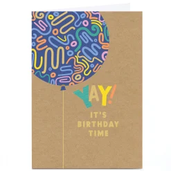 Kids Card Factory Personalised Birthday Card - Yay It's Birthday Time Balloon