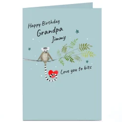 Discount Personalised Birthday Card - Lemur on a Branch For Grandad|Birthday