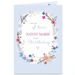 Outlet Personalised Birthday Card - Flowers Oval Boarder Nanny For Him|Birthday