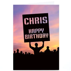 Hot Personalised Birthday Card - Banner Silhouette Birthday|For Him