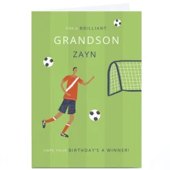 Sale Personalised Birthday Card - Football Match, Grandson Kids For Son|For Nephew
