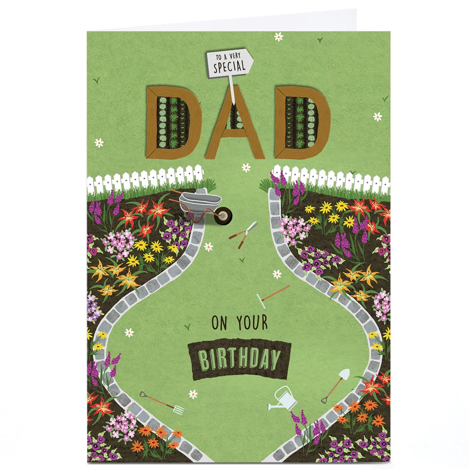 Discount Personalised Birthday Card - Picket Fence Garden, Dad For Dad|Dad
