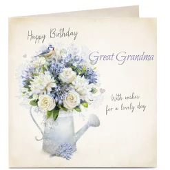 Clearance Personalised Birthday Card - Watering Can Flowers, Great Grandma For Grandma|Birthday