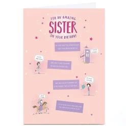Card Factory Personalised Birthday Card - For An Amazing Sister On Your Birthday