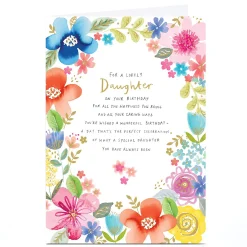 Card Factory Personalised Birthday Card - Flroal Border For All The Happiness You Bring, Daughter