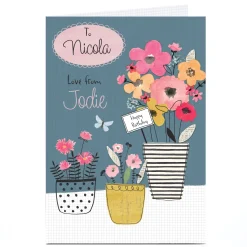 Hot Personalised Birthday Card - Painted Flowers Birthday|For Her