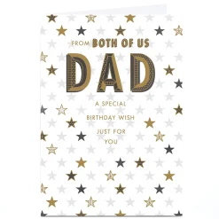 Card Factory Personalised Birthday Card - Gold Stars, Dad From Both of Us